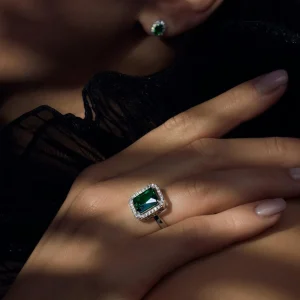 Mia Colore Verdi 925 sterling zilveren ring met groene zirkonia steen