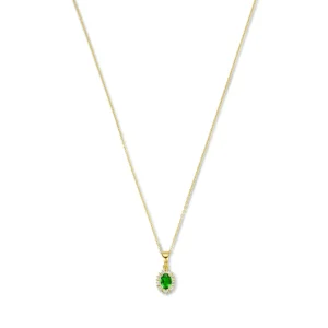 Mia Colore Verdi 925 sterling zilver gold plated Ketting met groene zirkonia steen