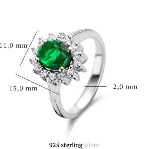 Mia Colore Verdi 925 sterling zilveren ring met groene zirkonia steen