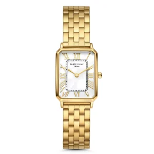 Orologio rechthoekig dameshorloge goudkleurig en parelmoer