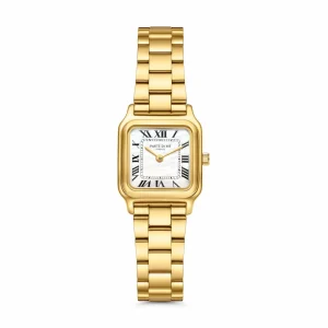 Orologio rechthoekig dameshorloge goudkleurig en wit