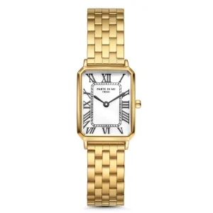 Orologio rechthoekig dameshorloge goudkleurig en wit