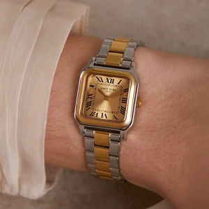 Orologio rechthoekig dameshorloge goudkleurig en zilver