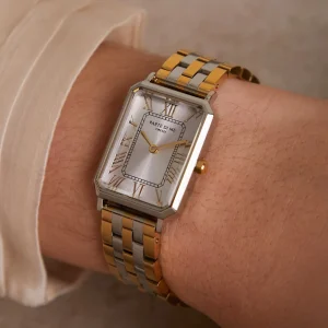 Orologio rechthoekig dameshorloge goudkleurig en zilver
