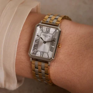 Orologio rechthoekig dameshorloge goudkleurig en zilver