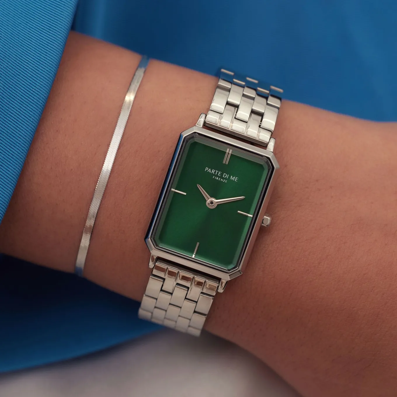 orologio_rechthoekig_dame_1-21.webp Orologio rechthoekig dameshorloge zilverkleurig en groen