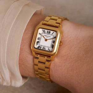 Orologio rechthoekig dameshorloge goudkleurig en wit