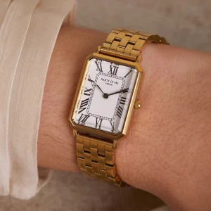 Orologio rechthoekig dameshorloge goudkleurig en wit