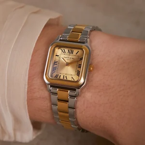 Orologio rechthoekig dameshorloge goudkleurig en zilver