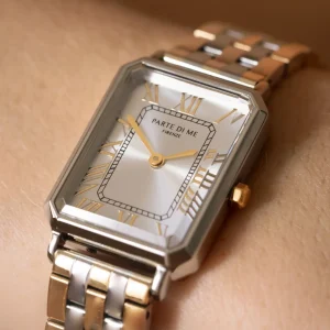 Orologio rechthoekig dameshorloge goudkleurig en zilver