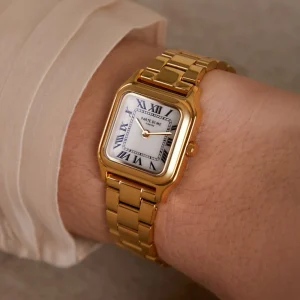 Orologio rechthoekig dameshorloge goudkleurig en wit