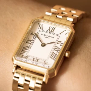 Orologio rechthoekig dameshorloge goudkleurig en wit