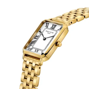Orologio rechthoekig dameshorloge goudkleurig en wit