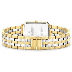 Orologio rechthoekig dameshorloge goud- en zilverkleurig