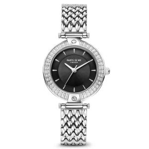 Orologio rond dameshorloge zilverkleurig en zwart