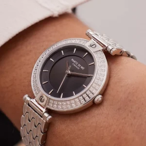 Orologio rond dameshorloge zilverkleurig en zwart