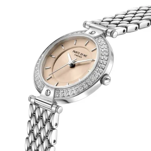 Orologio rond dameshorloge zilverkleurig en taupe