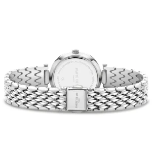 Orologio rond dameshorloge zilverkleurig en blauw