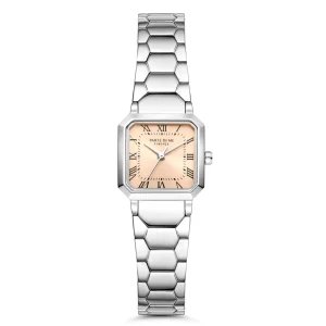 Orologio vierkant dameshorloge zilverkleurig en taupe