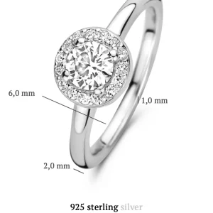 Ponte Vecchio Dalia 925 sterling zilveren ring met zirkonia steen