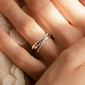 Ponte Vecchio Lanza 925 sterling zilveren ring met zirkonia stenen