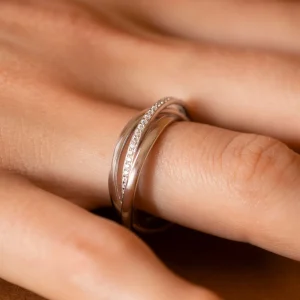 Ponte Vecchio Lanza 925 sterling zilveren ring met zirkonia stenen