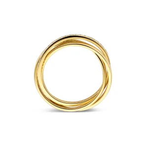 Ponte Vecchio Lanza 925 sterling zilver gold plated ring met zirkonia stenen