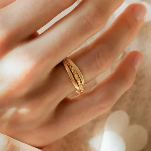 Ponte Vecchio Lucilla 925 sterling zilver gold plated ring met diamant geslepen