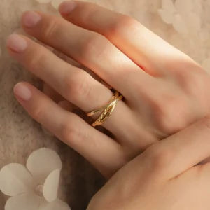 Ponte Vecchio Lucilla 925 sterling zilver gold plated ring met diamant geslepen