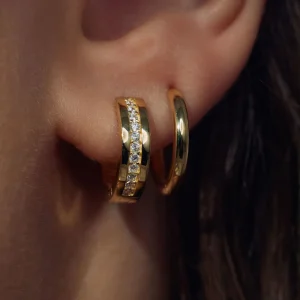 Ponte Vecchio Santa Trinita 925 sterling zilveren gold plated oorringen met zirkonia stenen