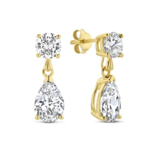 Ponte Vecchio Sienna 925 sterling zilver gold plated Oorhangers met zirkonia steen