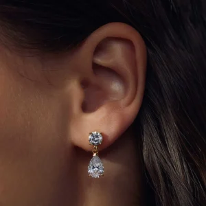 Ponte Vecchio Sienna 925 sterling zilver gold plated Oorhangers met zirkonia steen