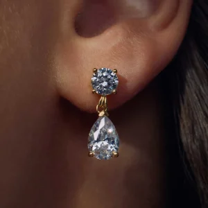 Ponte Vecchio Sienna 925 sterling zilver gold plated Oorhangers met zirkonia steen