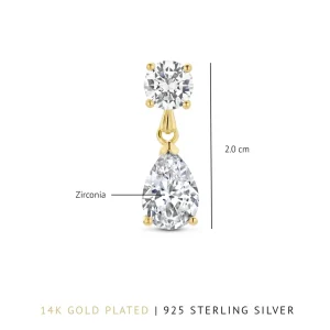 Ponte Vecchio Sienna 925 sterling zilver gold plated Oorhangers met zirkonia steen