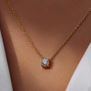 Ponte Vecchio Sofia 925 sterling zilver gold plated Ketting met zirkonia steen