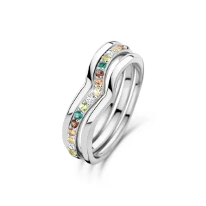 Santa Maria del Fiore 925 sterling zilveren ringen met gekleurde zirkonia stenen
