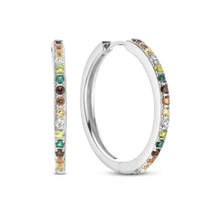 Santa Maria del Fiore 925 sterling zilveren oorringen met gekleurde zirkonia stenen