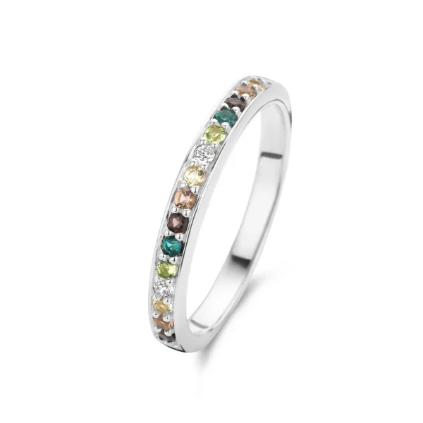 Santa Maria del Fiore 925 sterling zilveren ring met gekleurde zirkonia stenen