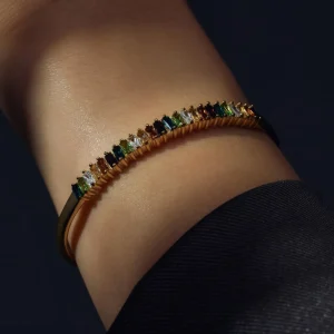 Santa Maria del Fiore 925 sterling zilver gold plated armband met gekleurde zirkonia stenen