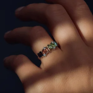 Santa Maria del Fiore 925 sterling zilveren ring met gekleurde zirkonia stenen