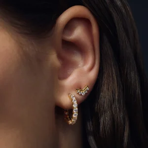 Santa Maria del Fiore 925 sterling zilveren gold plated oorringen met zirkonia