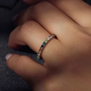 Santa Maria del Fiore 925 sterling zilveren ring met gekleurde zirkonia stenen