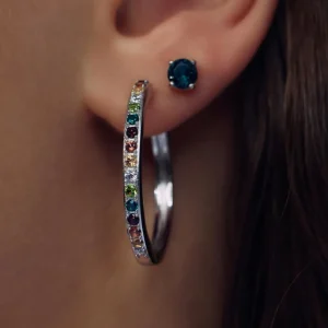 Santa Maria del Fiore 925 sterling zilveren oorringen met gekleurde zirkonia stenen