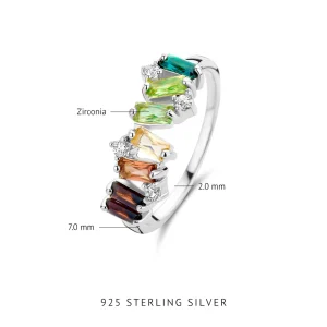 Santa Maria del Fiore 925 sterling zilveren ring met gekleurde zirkonia stenen
