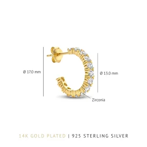 Santa Maria del Fiore 925 sterling zilveren gold plated oorringen met zirkonia