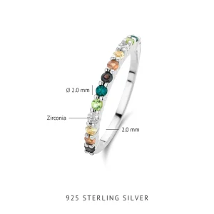 Santa Maria del Fiore 925 sterling zilveren ring met gekleurde zirkonia stenen