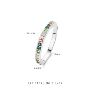 Santa Maria del Fiore 925 sterling zilveren ring met gekleurde zirkonia stenen