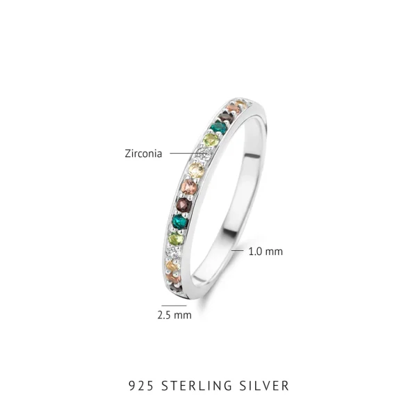 Santa Maria del Fiore 925 sterling zilveren ring met gekleurde zirkonia stenen
