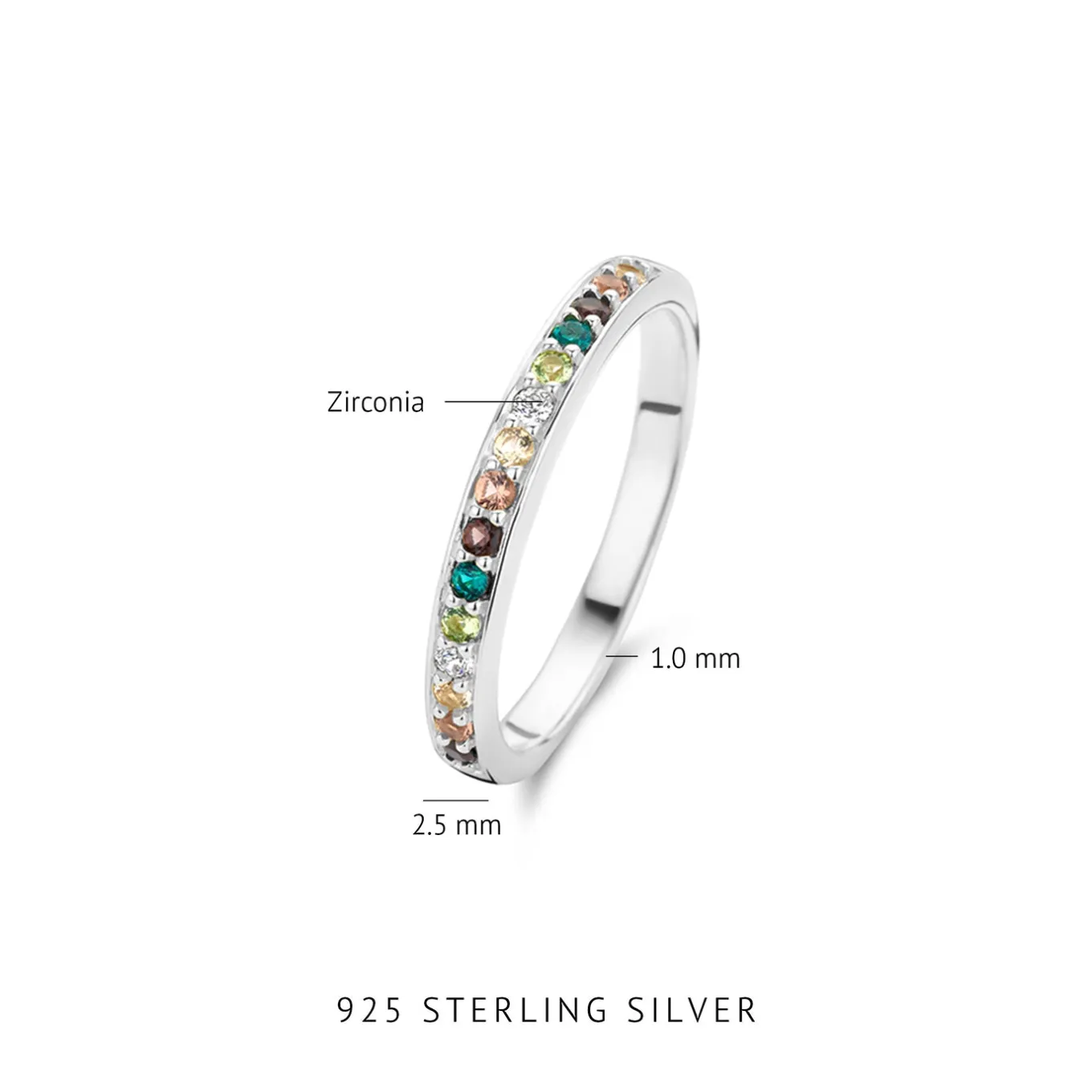 santa_maria_del_fiore__st_4-5.webp Santa Maria del Fiore 925 sterling zilveren ring met gekleurde zirkonia stenen