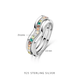 Santa Maria del Fiore 925 sterling zilveren ringen met gekleurde zirkonia stenen